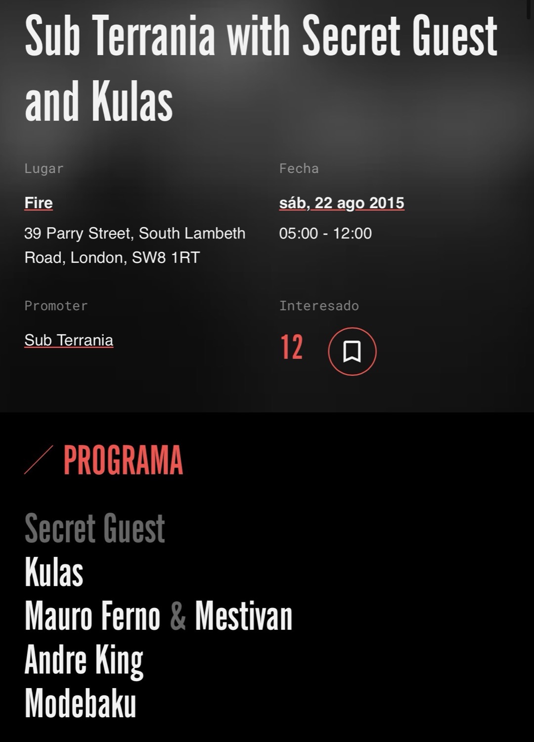 Cartaz do Fire London com KULAS.